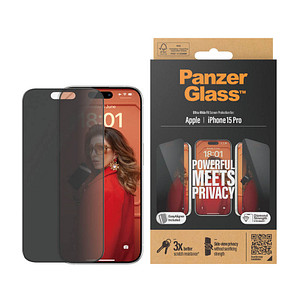 PanzerGlass™ Privacy UWF mit Applikator Display-Blickschutzglas für Apple iPhone 15 Pro von PanzerGlass™