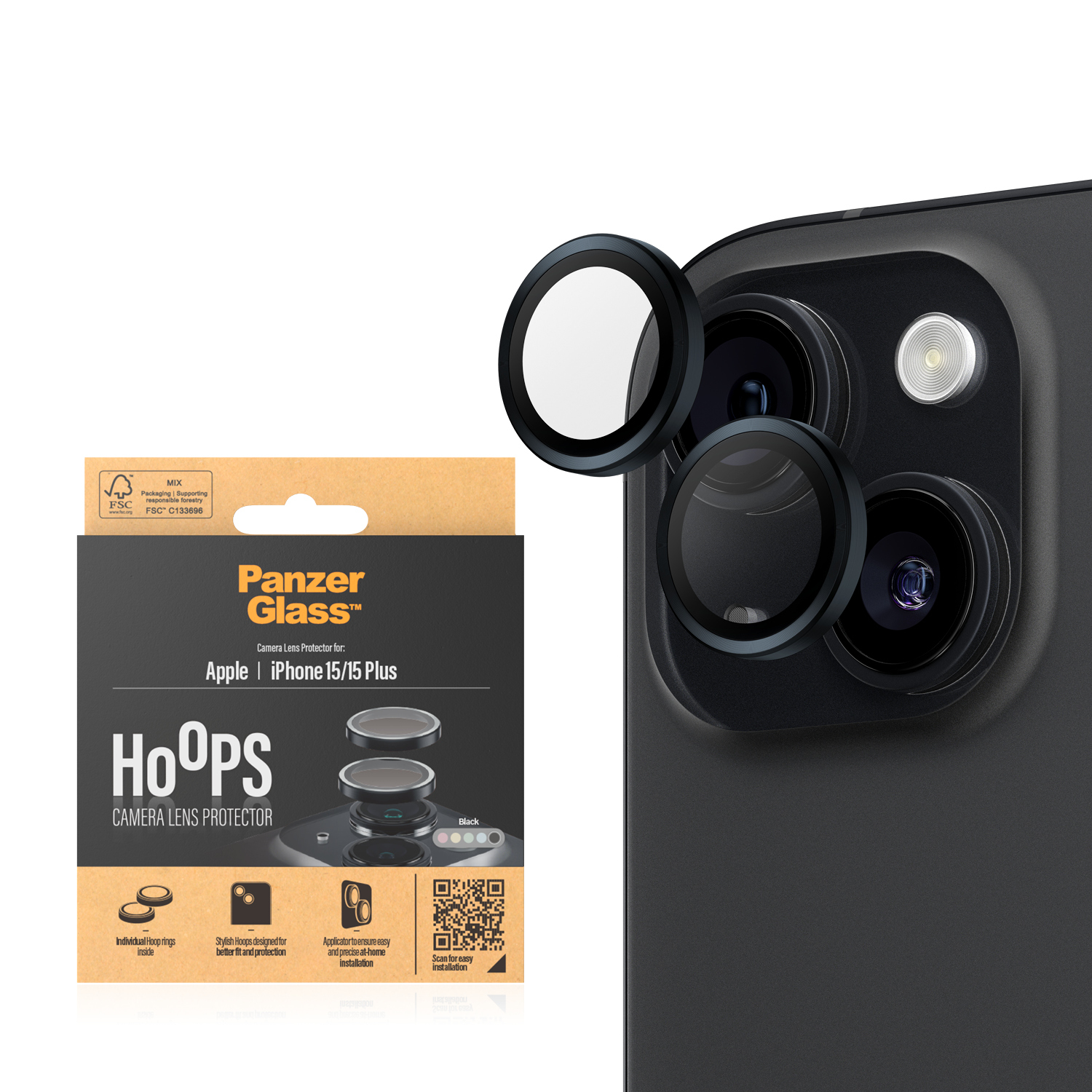 PanzerGlass™ Hoops Kameraschutz for iPhone 15 | 15 Plus von PanzerGlass