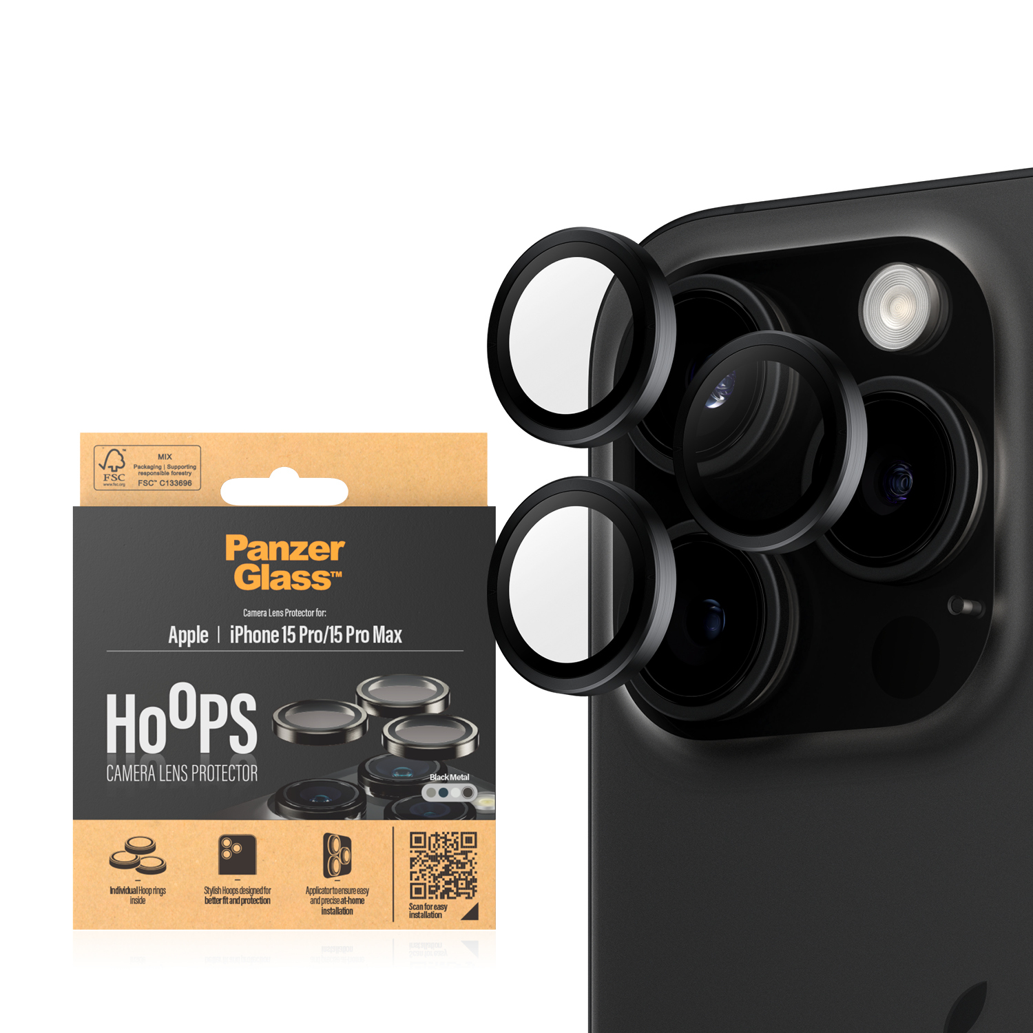 PanzerGlass™ Hoops Kameraschutz iPhone 15 Pro | 15 Pro Max von PanzerGlass