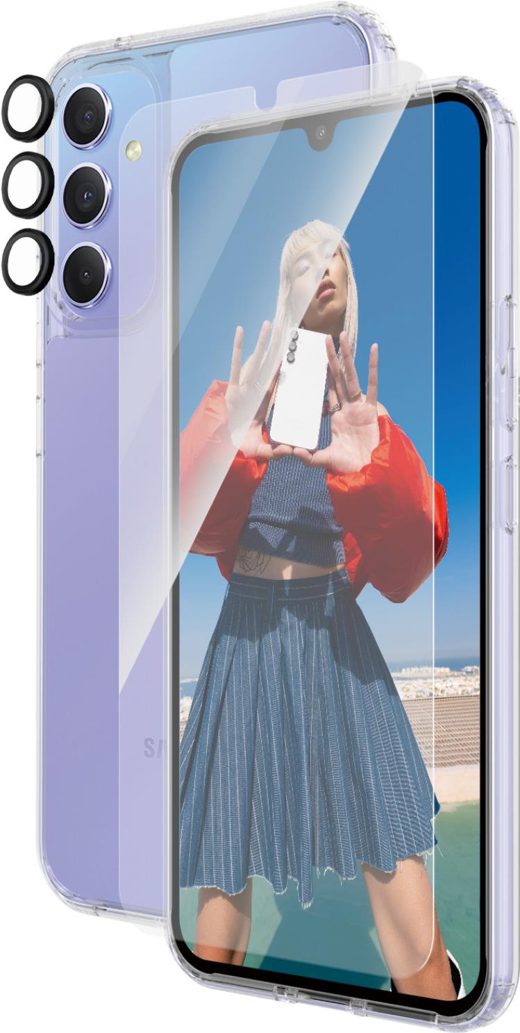 PanzerGlass ® 3-in-1 Schutz Set Samsung Galaxy New A34 5G - Ultra-Wide Fit. Markenkompatibilität: Samsung, Kompatibilität: Samsung - Galaxy new A34 5G. Trockene Anwendung. Schutzfunktion: Kratzresistent, Schockresistent. Material: Polyethylenterephthalat, Gehärtetes Glas, Produktfarbe: Transparent. Menge pro Packung: 1 Stück(e) (B0469+7357) von PanzerGlass