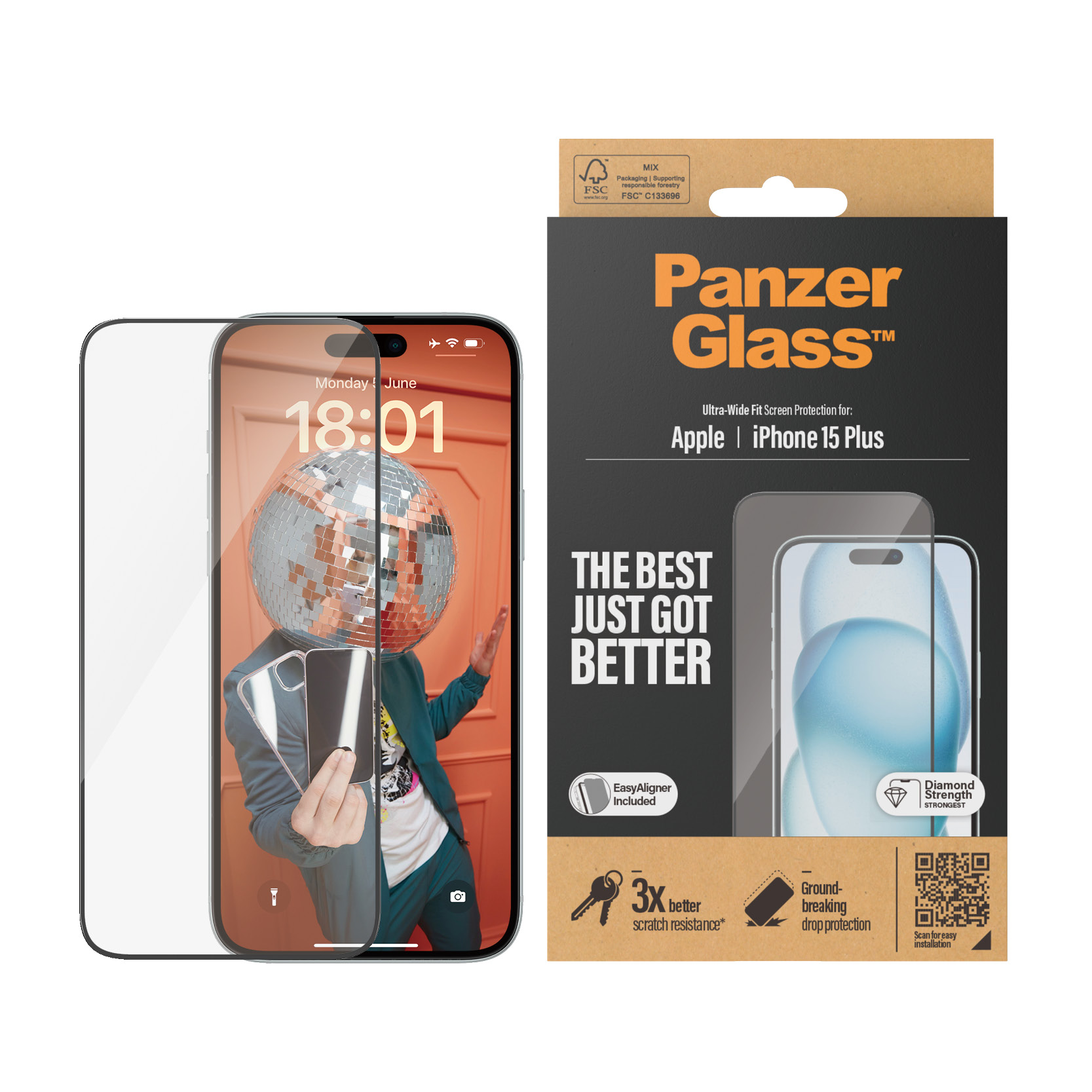 PanzerGlass - Apple iPhone 15 plus Ultra Weit Passform mit Applikator von PanzerGlass