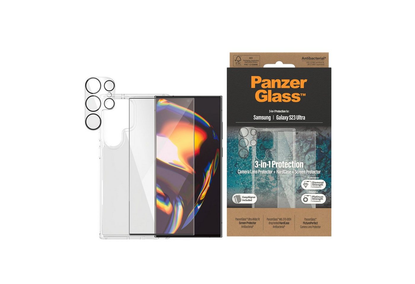 PanzerGlass Backcover Set: HardCase + Screen Protector - Samsung Galaxy S23 Ultra von PanzerGlass