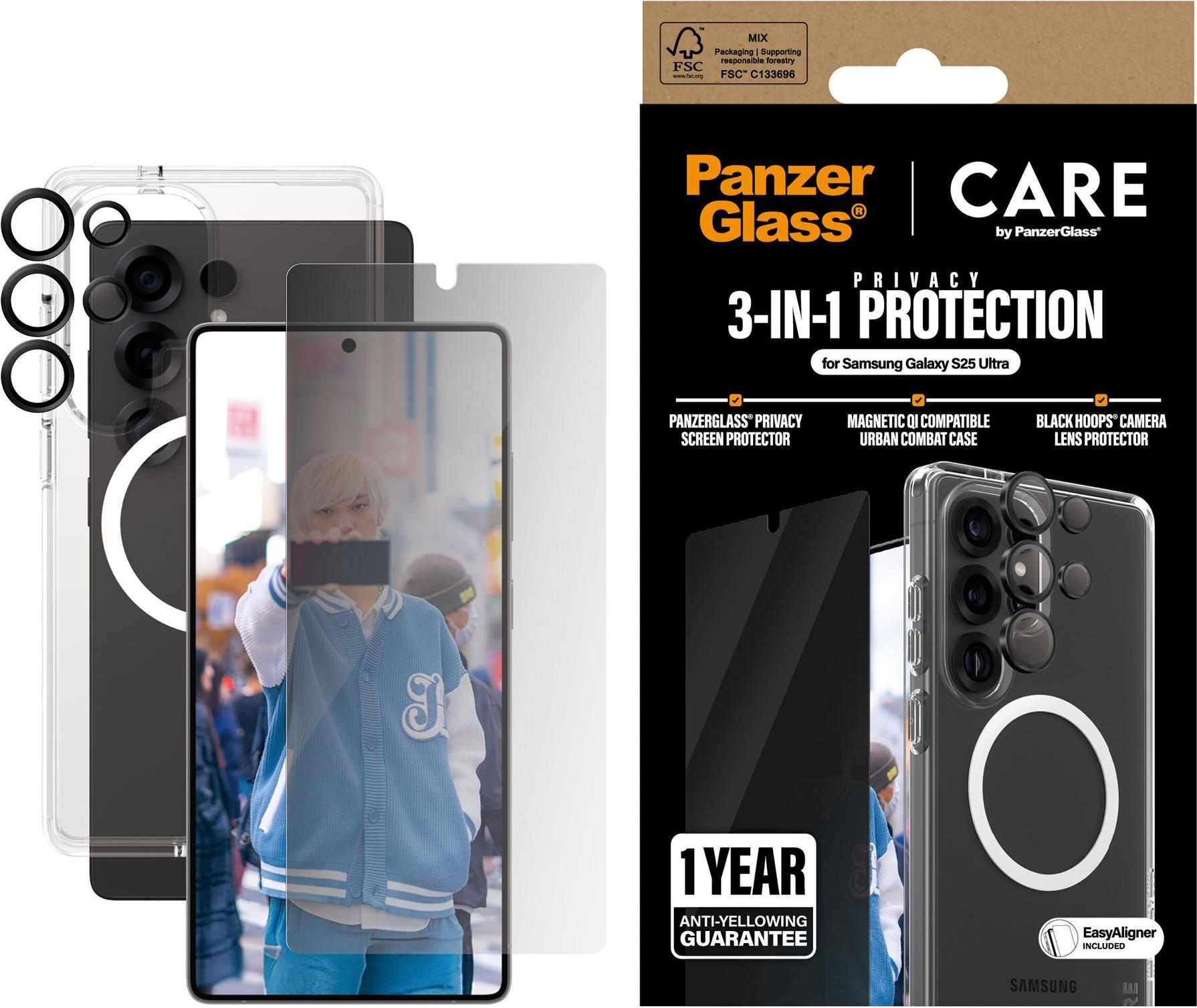 PanzerGlass CARE Flagship 3-in-1 Privacy Bundle Samsung Galaxy S25 Ultra (CRRCHPUG38488) von PanzerGlass