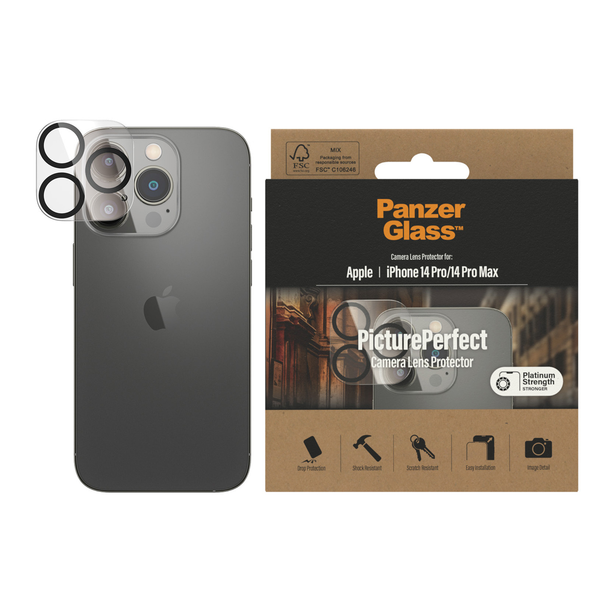 PanzerGlass Camera Protector iPhone 14, 6.1''Pro/6.7" Pro max transparent, Stoßfest, kratzbeständig von PanzerGlass