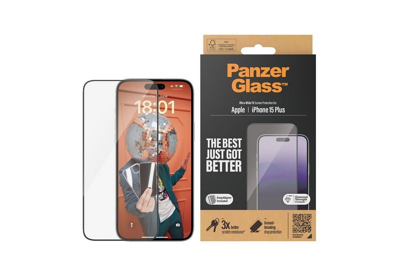 PanzerGlass Displayschutzfolie Displayschutz iPhone 15 Plus Ultra-Wide Fit mit EasyAligner für iPhone 15 Plus, Ultra-Wide Fit Design, Extreme Kratz- und Stoßfestigkeit PanzerGlass Displayschutzfolie Displayschutz iPhone 15 Plus Ultra-Wide Fit mit EasyAligner für iPhone 15 Plus, Ultra-Wide Fit Design, Extreme Kratz- und Stoßfestigkeit von PanzerGlass
