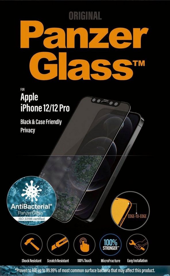 PanzerGlass E2E iPhone 12/12 Pro CaseFriendly Privacy Antibakt für Apple iPhone 12/12 Pro, Displayschutzglas von PanzerGlass