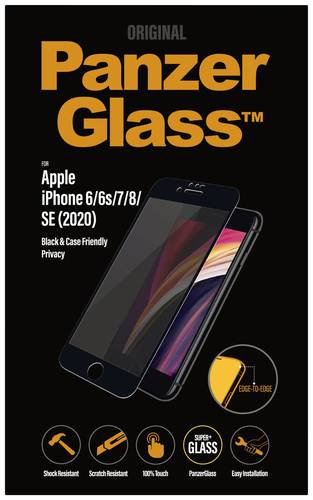 PanzerGlass Edge2Edge Privacy Displayschutzglas iPhone 6, iPhone 6s, iPhone 7, iPhone 8, iPhone SE ( von PanzerGlass