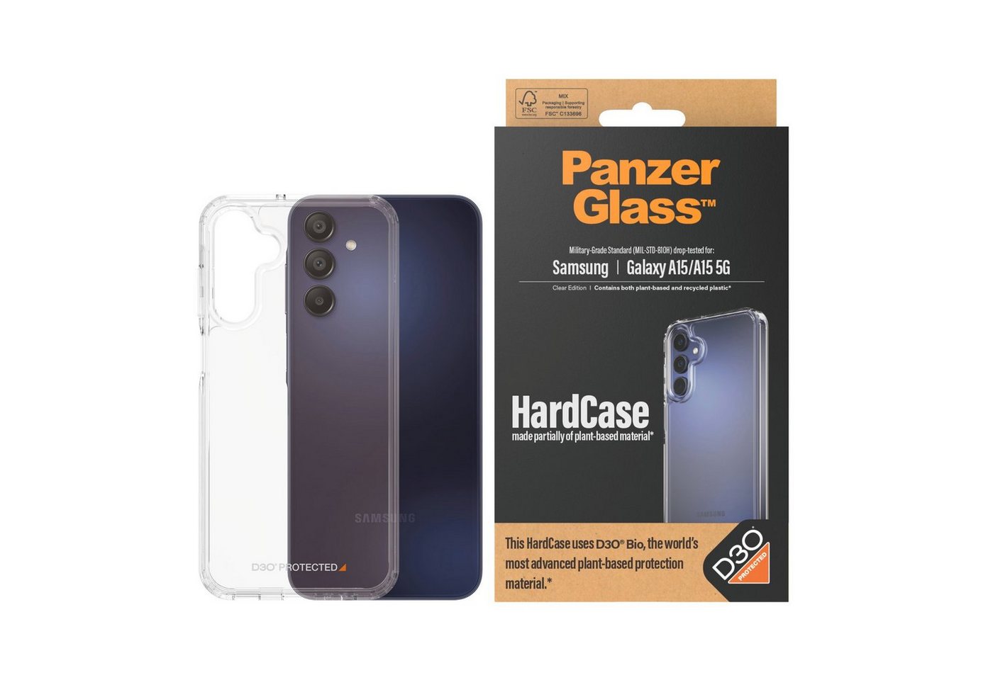 PanzerGlass Handyhülle HardCase mit D3O für Samsung Galaxy A15, A15 5G, Backcover, Handycover, Cover, Hülle, stoßfest, kratzfest, robust von PanzerGlass