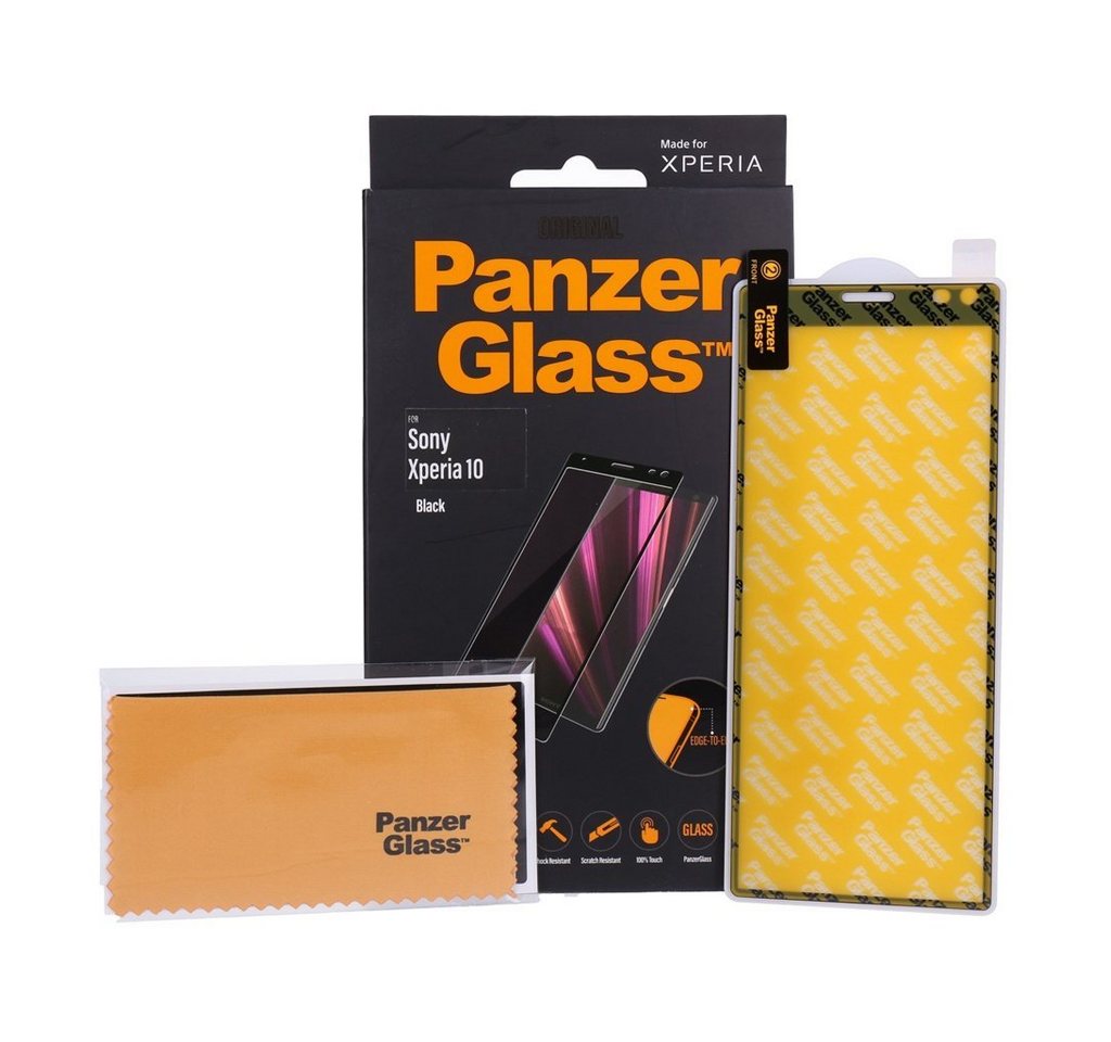 PanzerGlass Handyhülle Sony Xperia 10 Displayschutz schwarz Edge to Edge von PanzerGlass