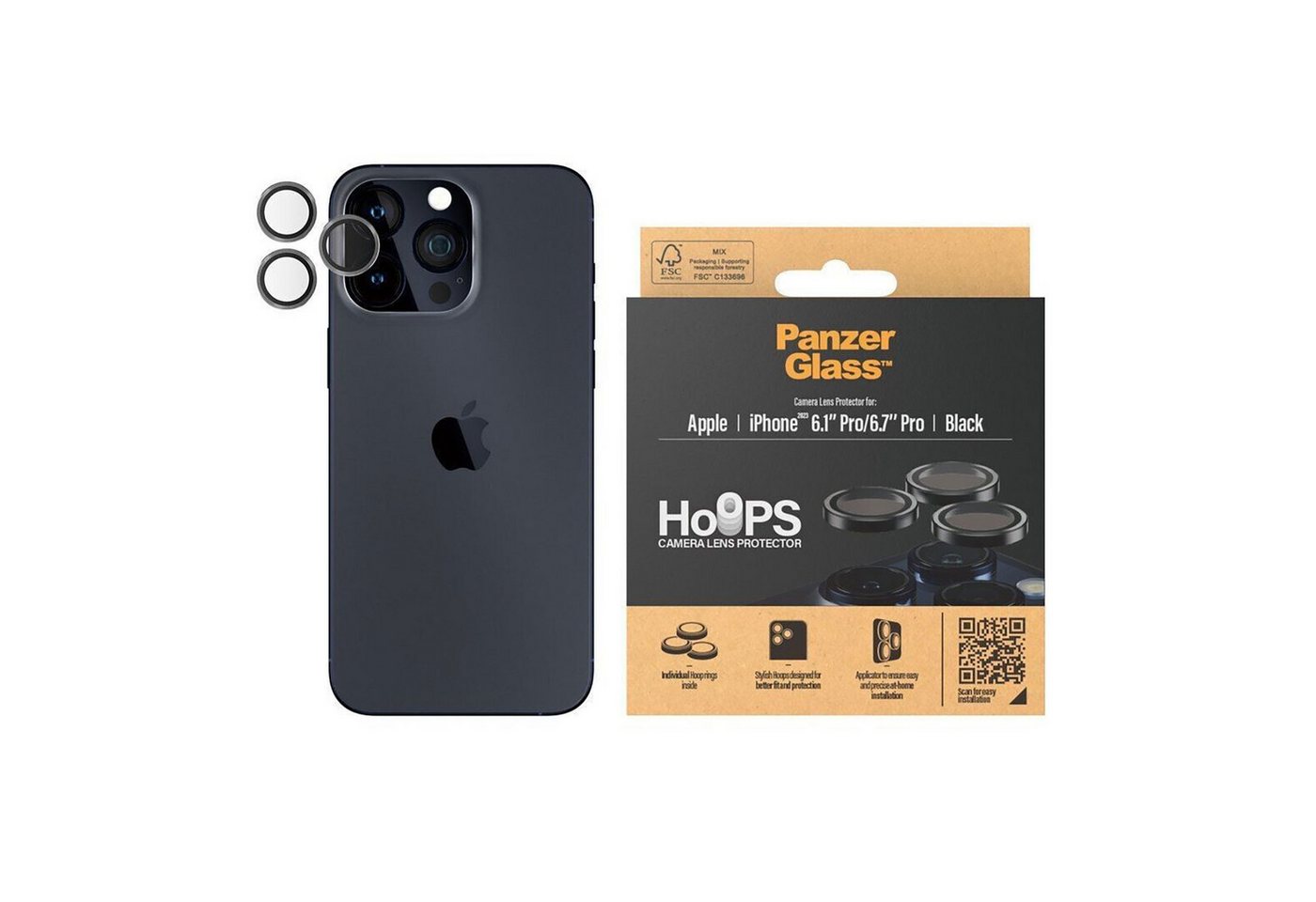 PanzerGlass Kameraschutzglas Hoops Schwarzes Metall Kameraschutz für Apple iPhone 15 Pro, 15 Pro Max, Objektivschutz - Glas, 1 Stück, Kratzfest, Fallschutz, schlagfest, resistent gegen Fingerabdrücke PanzerGlass Kameraschutzglas Hoops Schwarzes Metall Kameraschutz für Apple iPhone 15 Pro, 15 Pro Max, Objektivschutz - Glas, 1 Stück, Kratzfest, Fallschutz, schlagfest, resistent gegen Fingerabdrücke von PanzerGlass