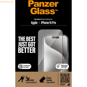 PanzerGlass PanzerGlass iPhone 15 Pro, UWF w. EasyAligner von PanzerGlass