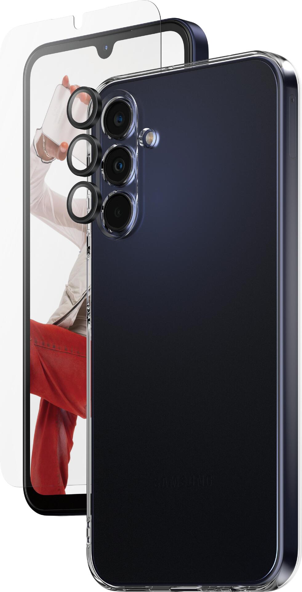 PanzerGlass SAFE. by ® 3-in-1 Schutz Set Samsung Galaxy A15 - A15 5G. Markenkompatibilität: Samsung, Kompatibilität: Samsung - Galaxy new A14, Samsung - Galaxy new A14 5G. Trockene Anwendung. Schutzfunktion: Kratzresistent, Schockresistent. Material: Polyethylenterephthalat, Gehärtetes Glas, Produktfarbe: Transparent. Menge pro Packung: 1 Stück(e) (BSAFE95679) von PanzerGlass