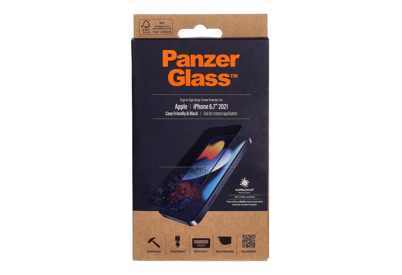 PanzerGlass Schutzfolie Displayschutz iPhone 13 Pro Max schwarz Case Friendly von PanzerGlass