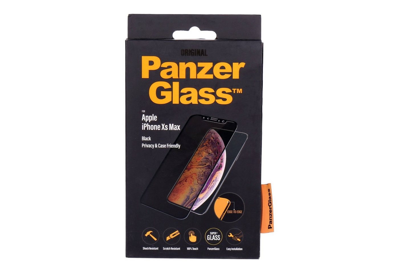 PanzerGlass Schutzfolie für Apple iPhone XS Max Edge2Edge Privacy Case Friendly schwarz von PanzerGlass