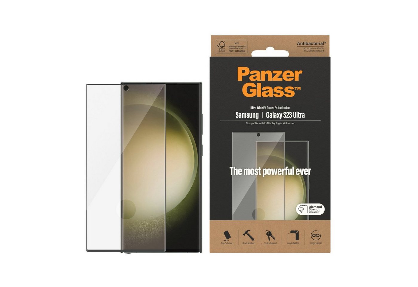 PanzerGlass Screen Protector Samsung Galaxy S23 Ultra, UWF, Displayschutzfolie von PanzerGlass