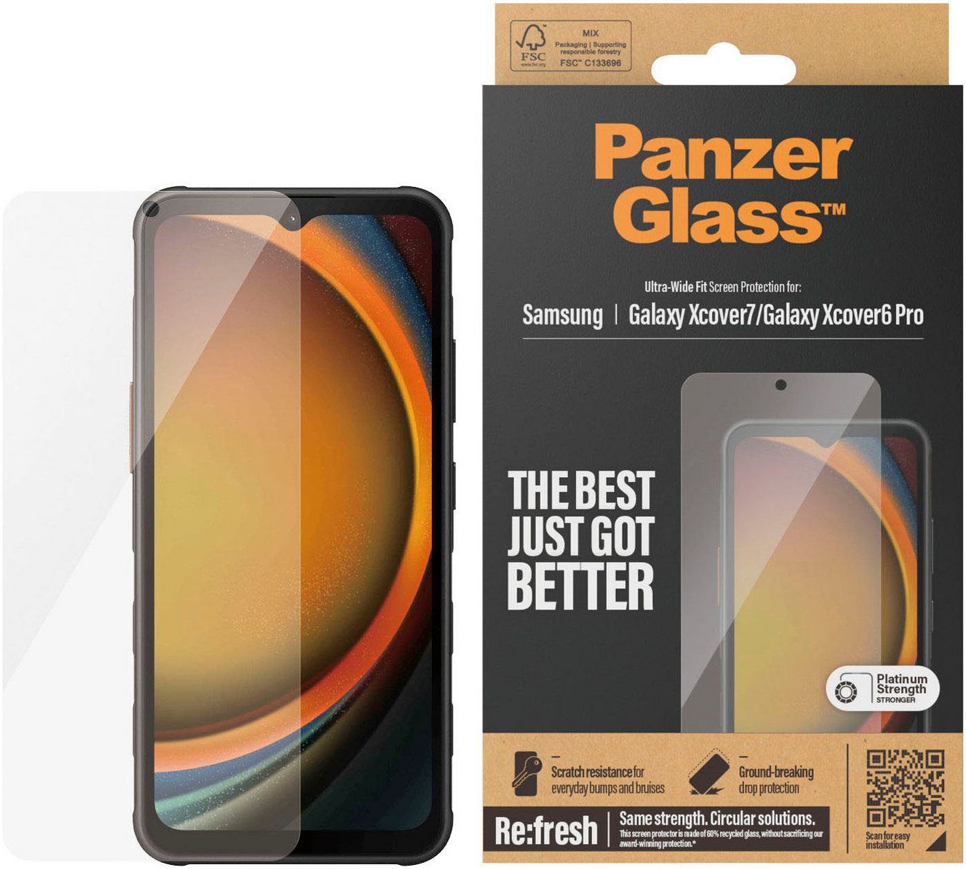 PanzerGlass Screen Protector für Samsung Galaxy Xcover7, Displayschutzfolie, Displayschutz, Bildschirmschutz, kratz & stoßfest, einfaches Anbringen von PanzerGlass