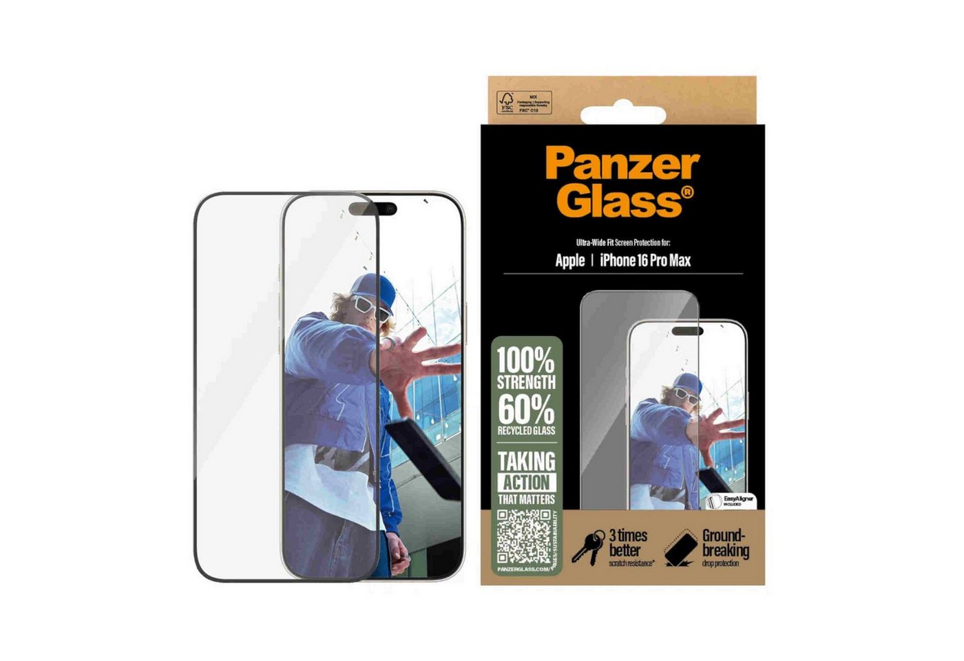PanzerGlass Smartphone-Hülle PanzerGlass für Apple iPhone 16 Pro Max Screen Protector Ultra-Wide PanzerGlass Smartphone-Hülle PanzerGlass für Apple iPhone 16 Pro Max Screen Protector Ultra-Wide von PanzerGlass