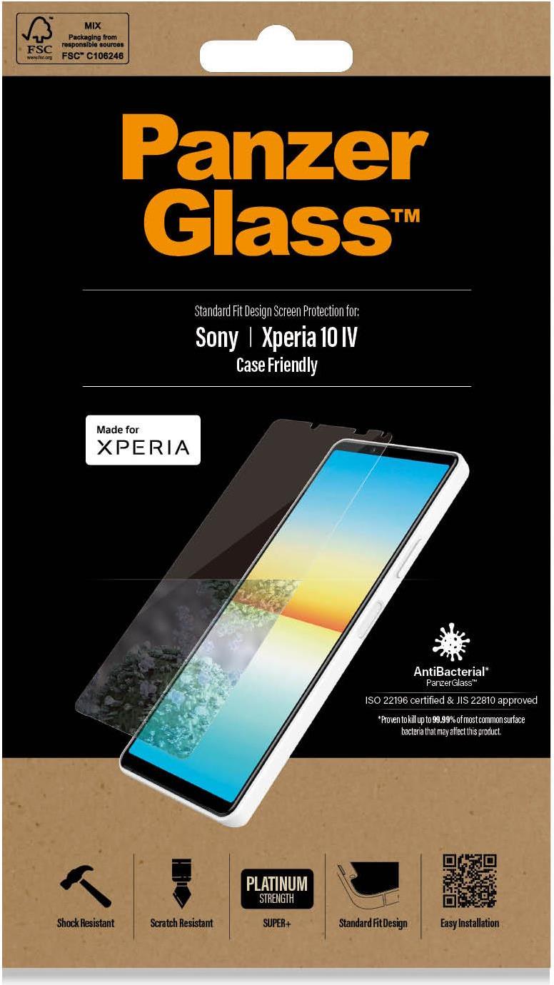 PanzerGlass  Sony Xperia 10 IV - Displayschutzglas - Sony - Sony - Xperia 10 IV - Kratzresistent - Schockresistent - Antibakteriell - Transparent - 1 Stück(e) (7639) von PanzerGlass