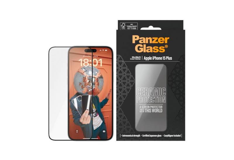 PanzerGlass Displayschutzglas Ultra-Wide Fit Ceramic Protection Screen Protector für Apple iPhone 15 Plus, 1 Stück, Displayschutzfolie, Schutzfolie, Bildschirmschutz, kratz- & stoßfest von PanzerGlass