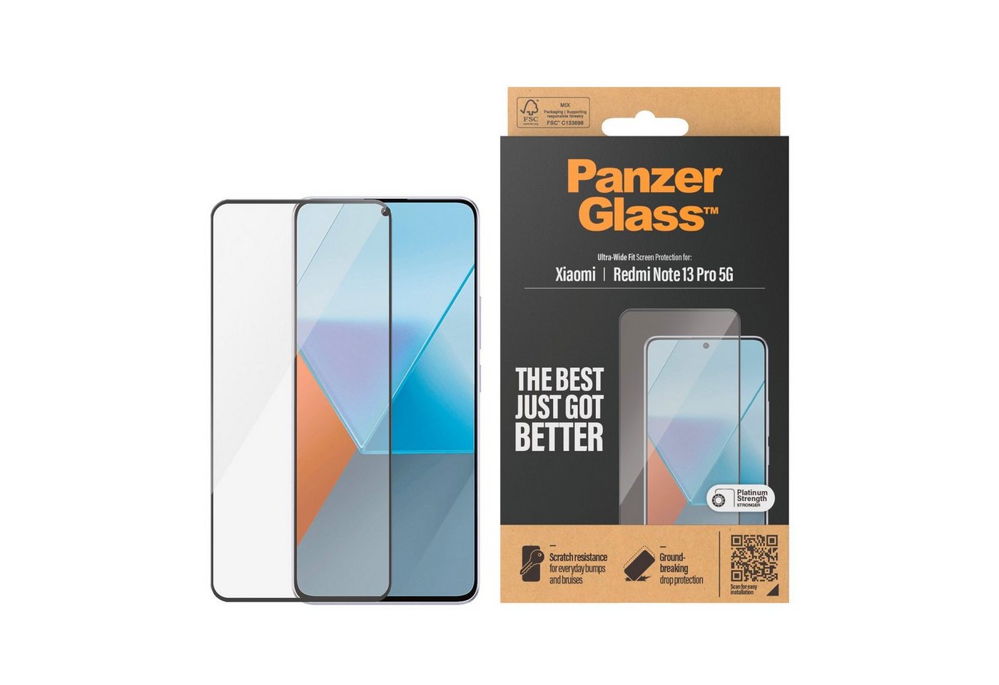 PanzerGlass Ultra Wide Fit Screen Protector für Xiaomi Redmi Note 13 Pro 5G, Displayschutzglas, Displayschutzfolie, Displayschutz, Bildschirmschutz stoßfest kratzfest von PanzerGlass