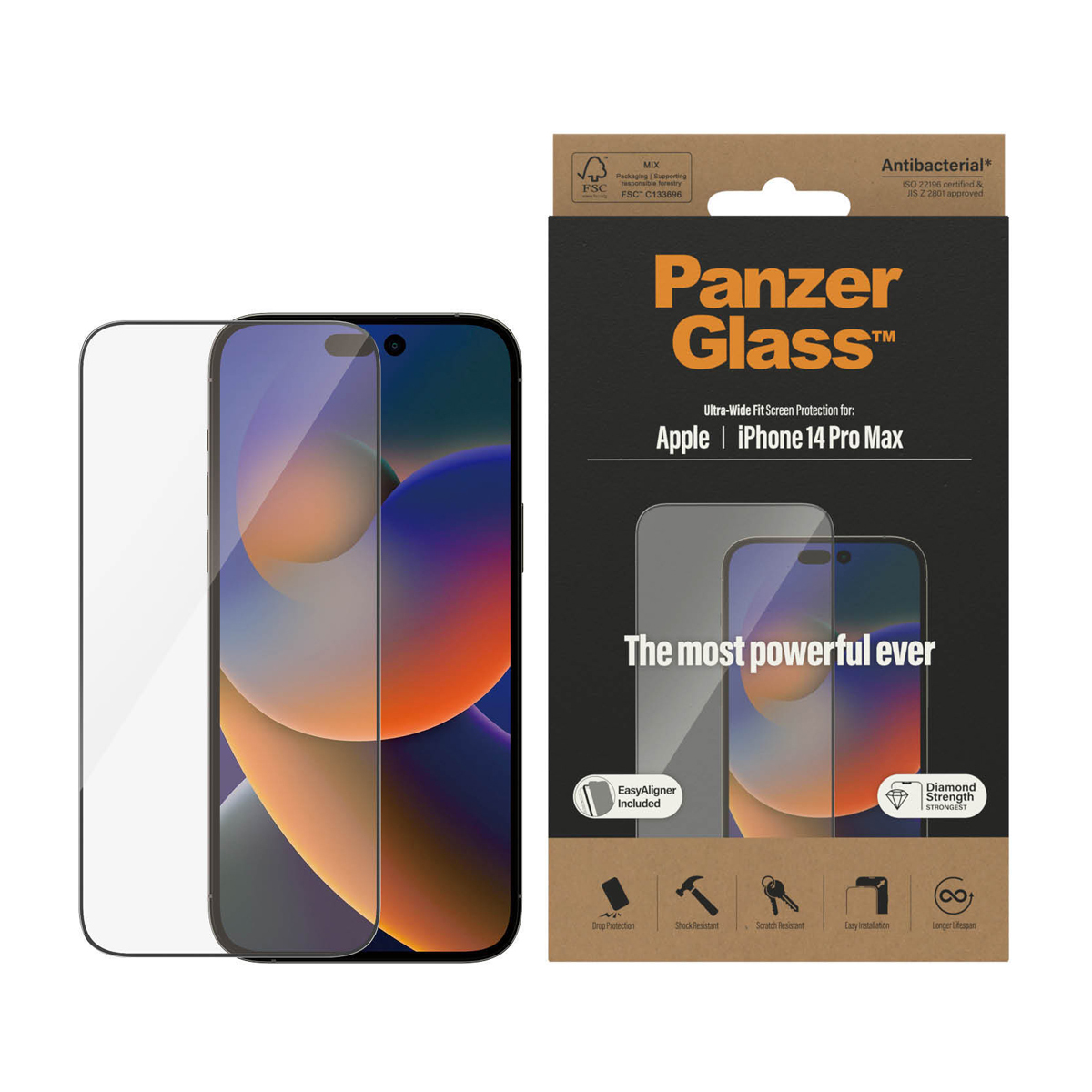 PanzerGlass f. iPhone 14 Pro Max AB w. Applicator transparent, 3D-Touch fähig von PanzerGlass