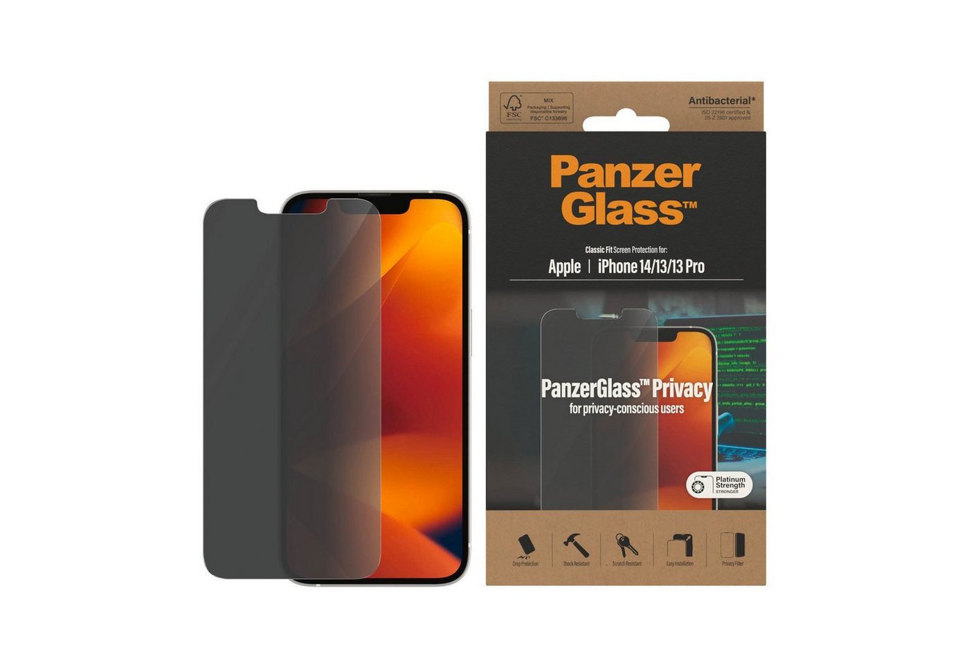 PanzerGlass iPhone 14/13/13 Pro Privacy AB, Displayschutzglas von PanzerGlass