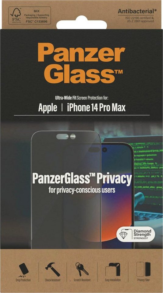PanzerGlass iPhone 14 Pro Max Ultrawide Privacy AB, Displayschutzglas von PanzerGlass