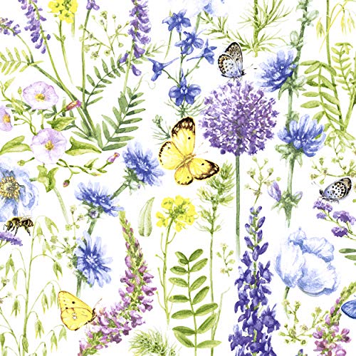 20 Cocktail Servietten Schmetterling auf Blumenwiese Sommer 25 cm von Paper+Design