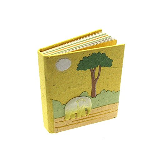 Fair Trade Notizbuch Elefanten-Dung Klein 90 x 105 mm - gelb von Paper High