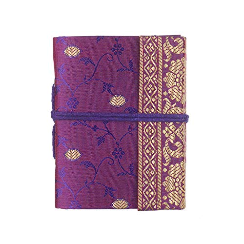 Handgefertigtes Sari-Notizbuch – Mini 8 x 10,5 cm – Lila – Unliniertes Recyclingpapier – Taschennotizbuch und Tagebuch – indisches Schreibwarengeschenk von Paper High