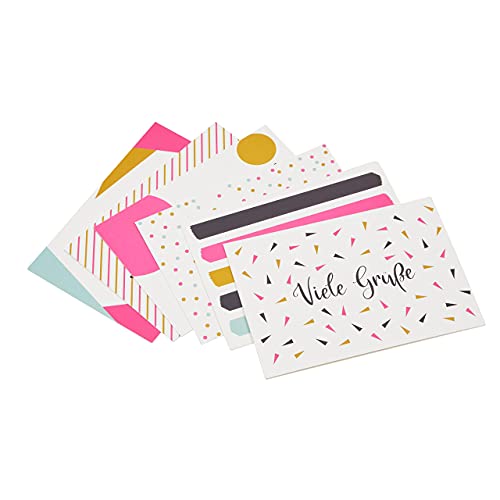 48 Grußkarten mit Umschlägen, Grüße und Wünsche, 6 Motive, DIN A6, Mehrfarbig von Paper Junkie