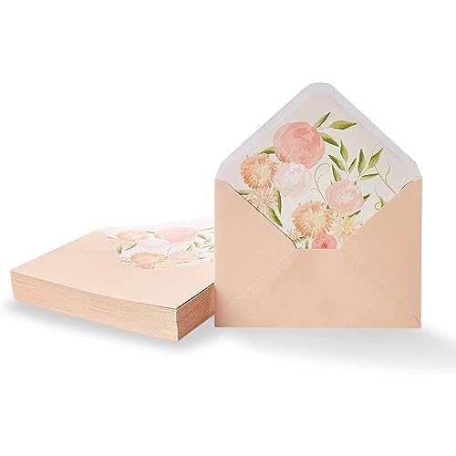 Paper Junkie Briefumschläge mit Blumenmuster für Einladungen und Grußkarten, Blush Pink, 12,7 x 17,8 cm, 50 Stück von Paper Junkie
