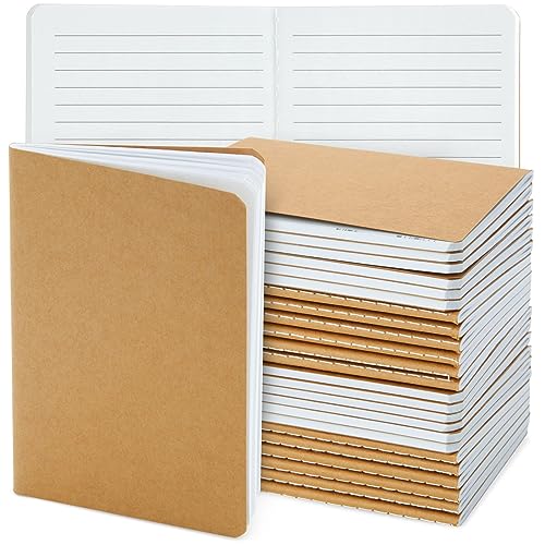 Paper Junkie Notizhefte mit Kraftpapier-Cover (Set, 24 Stück) - Liniert, Leicht und Handlich, 60 Seiten - Ideal als Reisetagebuch, für Skizzen, Kreatives Schreiben - Braun, ca. 14,5 x 10,4 cm von Paper Junkie