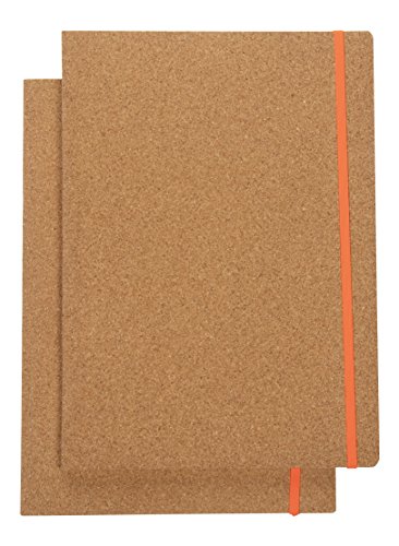 Umweltfreundliche Notizbücher (2er-Pack) – Korkdeckel, Gummibandverschluss, liniert, 48 Blatt pro Notizbuch, 21,7 x 29,5 cm von Paper Junkie
