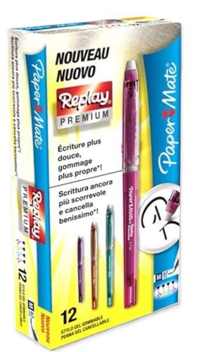 Paper Mate Replay Premium löschbarer Gelschreiber, mittlere Spitze, 0,7 mm – sortierte Sonderfarben (12er-Packung) von Paper Mate