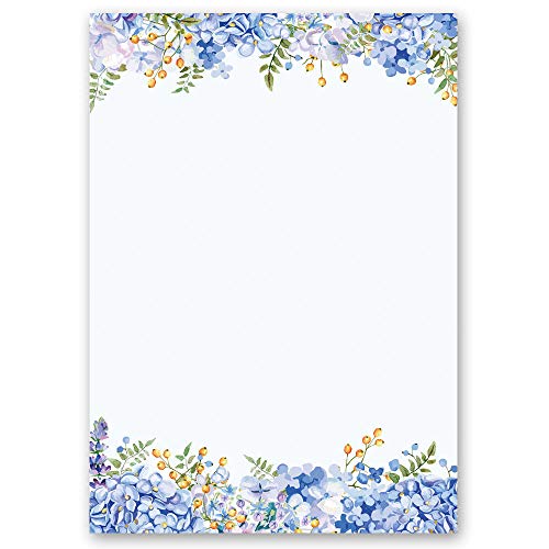Briefpapier Blumen & Blüten BLAUE HORTENSIEN - DIN A4 Format 250 Blatt - Paper-Media von Paper-Media Design & Motivpapier