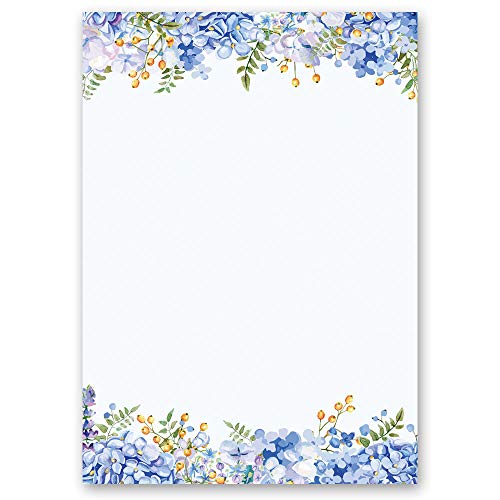 Briefpapier Blumen & Blüten BLAUE HORTENSIEN - DIN A6 Format 100 Blatt - Paper-Media von Paper-Media Design & Motivpapier
