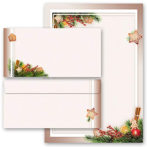 Briefpapier Sets Weihnachten, LEBKUCHENZEIT 10 Blatt Briefpapier + 10 passende Briefumschläge DIN LANG ohne Fenster | Paper-Media von Paper-Media Design & Motivpapier