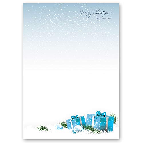Briefpapier Weihnachten BLAUE WEIHNACHTSGESCHENKE - DIN A4 Format 50 Blatt | Paper-Media von Paper-Media Design & Motivpapier