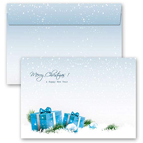 Briefumschläge Weihnachten, BLAUE WEIHNACHTSGESCHENKE 10 Briefumschläge DIN C6 (162x114 mm) | Paper-Media von Paper-Media Design & Motivpapier