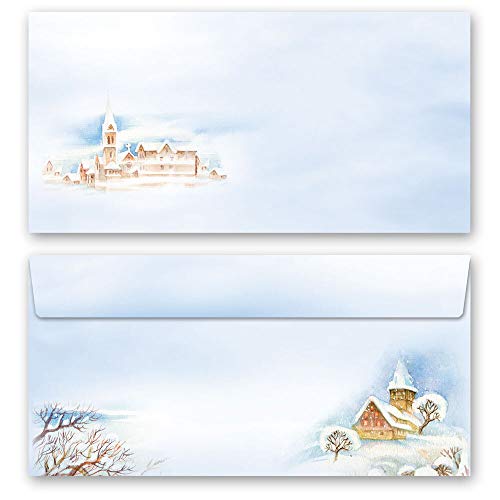 10 Briefumschläge (ohne Fenster) Natur & Landschaft, WINTERLANDSCHAFT DIN LANG (220x110 mm) | Paper-Media von Paper-Media