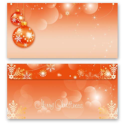 10 Briefumschläge (ohne Fenster) Weihnachten, MERRY CHRISTMAS DIN LANG (220x110 mm) | Paper-Media von Paper-Media