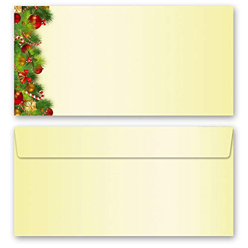 10 Briefumschläge (ohne Fenster) Weihnachten, WEIHNACHTSGRÜSSE DIN LANG (220x110 mm) von Paper-Media