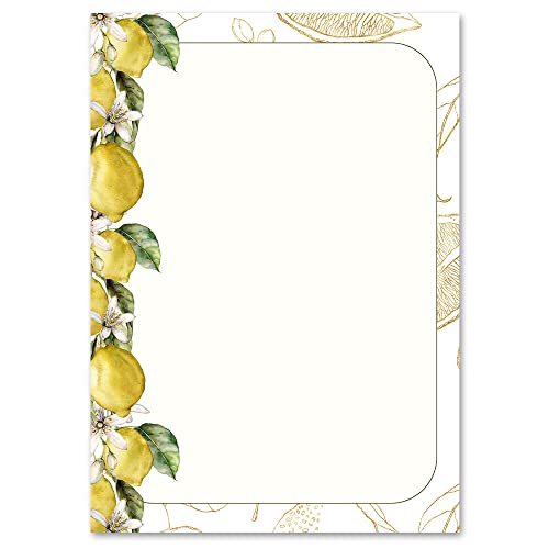 100 Blatt Briefpapier Essen & Trinken ZITRONEN - DIN A6 Format - Paper-Media von Paper-Media