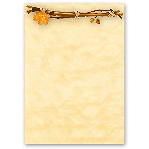 100 Blatt Briefpapier Jahreszeiten - Herbst HERBSTGOLD - DIN A6 Format - Paper-Media von Paper-Media