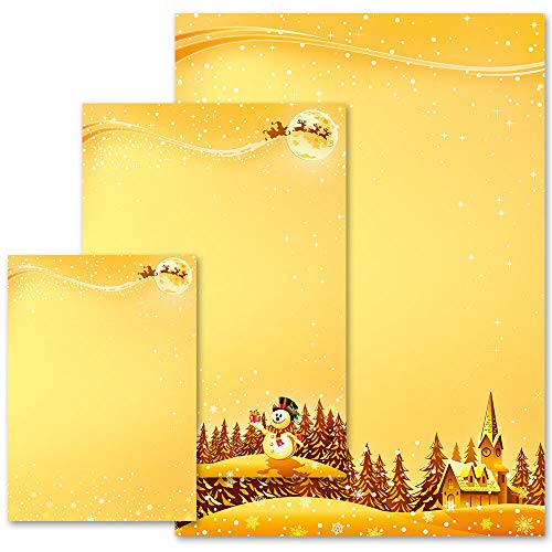 100 Blatt Briefpapier Weihnachtsmotiv FESTLICHE WÜNSCHE - DIN A5 Format - Paper-Media von Paper-Media
