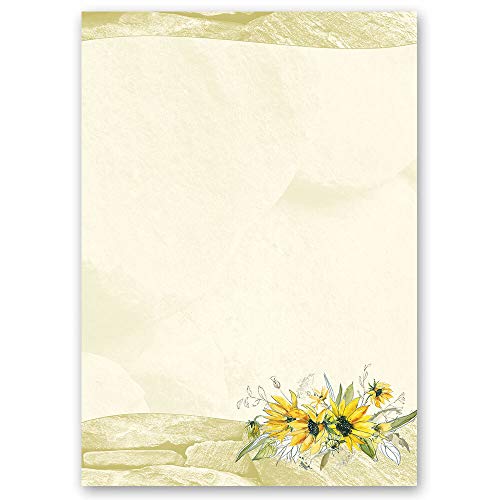 20 Blatt Briefpapier Blumen & Blüten GELBE SONNENBLUMEN - DIN A4 Format - Paper-Media von Paper-Media