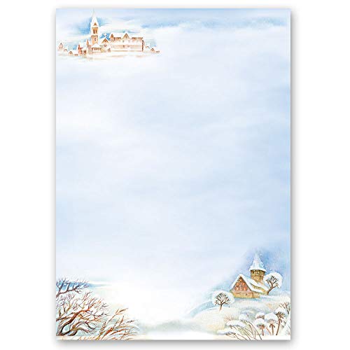 20 Blatt Briefpapier Natur & Landschaft WINTERLANDSCHAFT - DIN A4 Format - Paper-Media von Paper-Media