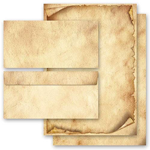 200-tlg. Briefpapier Komplett-Set ANTIK 100 Blatt Briefpapier + 100 passende Briefumschläge DIN LANG ohne Fenster von Paper-Media