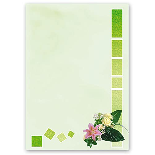 50 Blatt Briefpapier BLUMENGRÜSSE - DIN A5 Format - Blumen & Blüten von Paper-Media